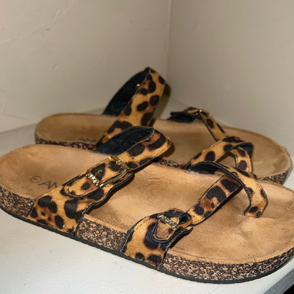 Anna Leopard Print Slider Sandals